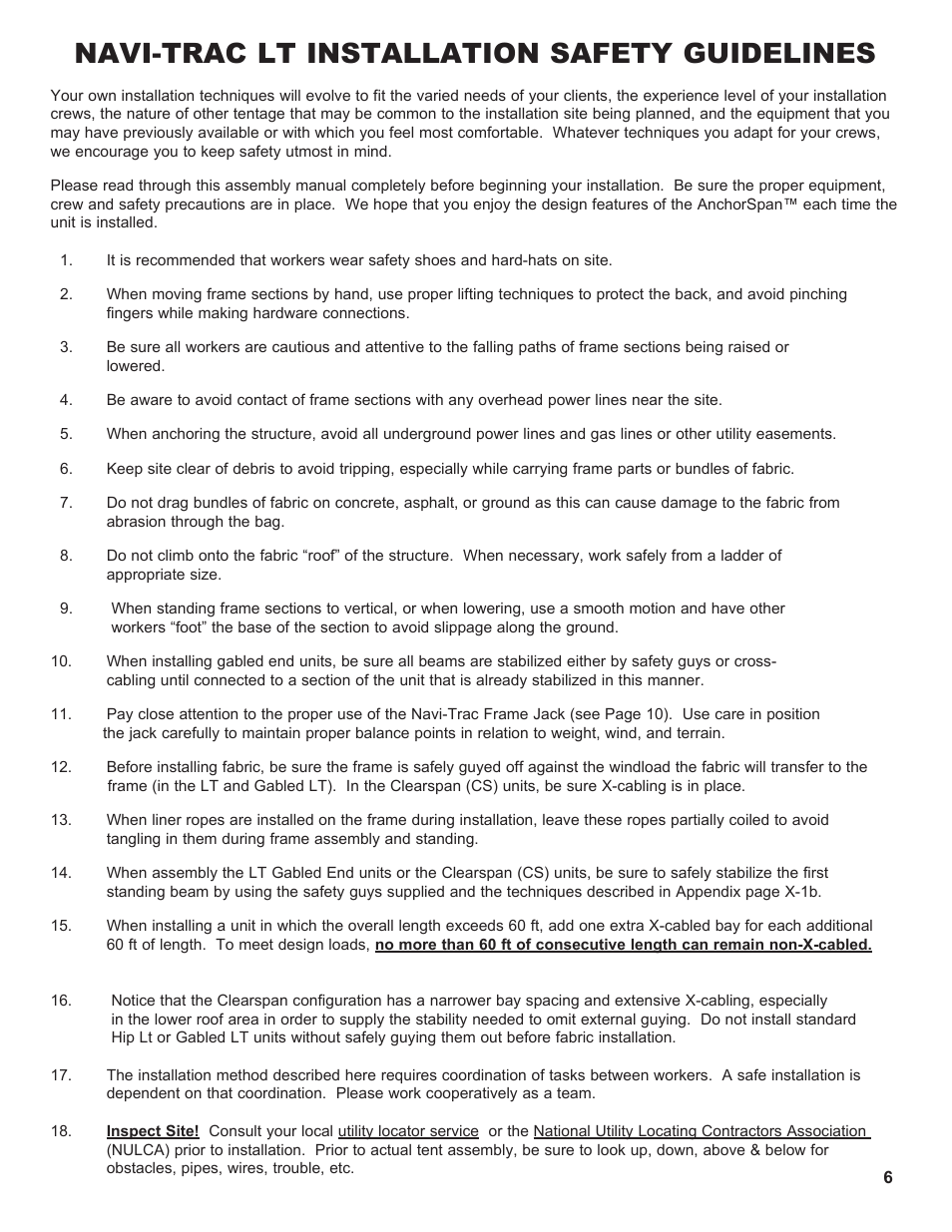 Navi-trac lt installation safety guidelines | Anchor NAVI-TRAC LITE 30 WIDE User Manual | Page 6 / 20