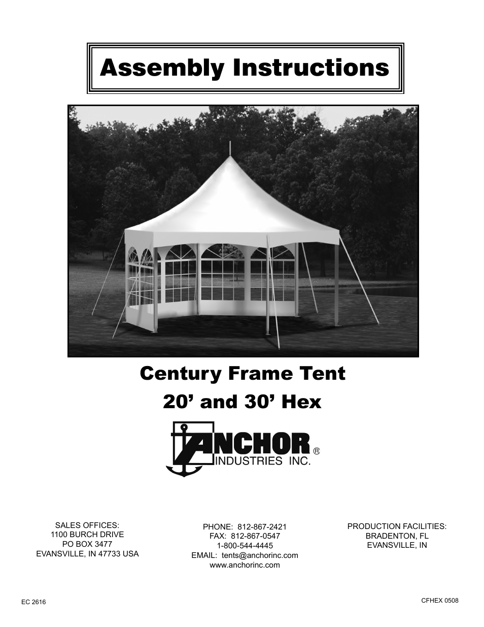 Anchor CENTURY FRAME TENTS 20 AND 30 HEX User Manual | 8 pages