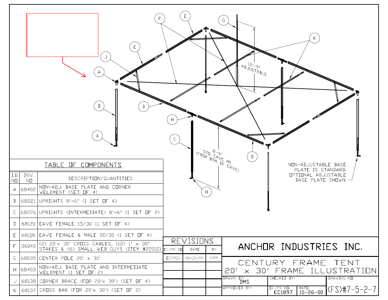 Anchor CENTURY FRAME TENTS 20X30 WITH OPTIONAL WALLS User Manual | 9 pages