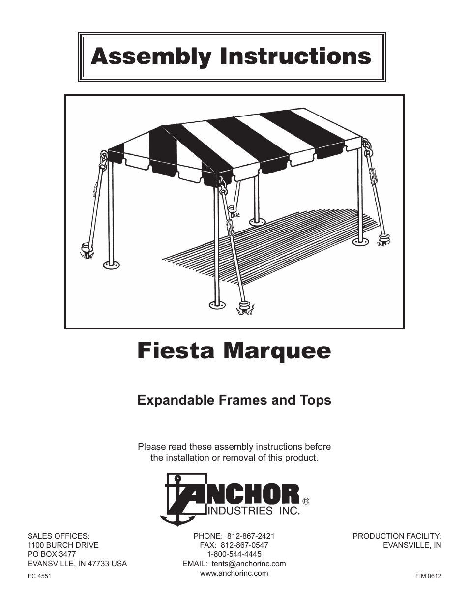 Anchor FIESTA MARQUEE User Manual | 5 pages