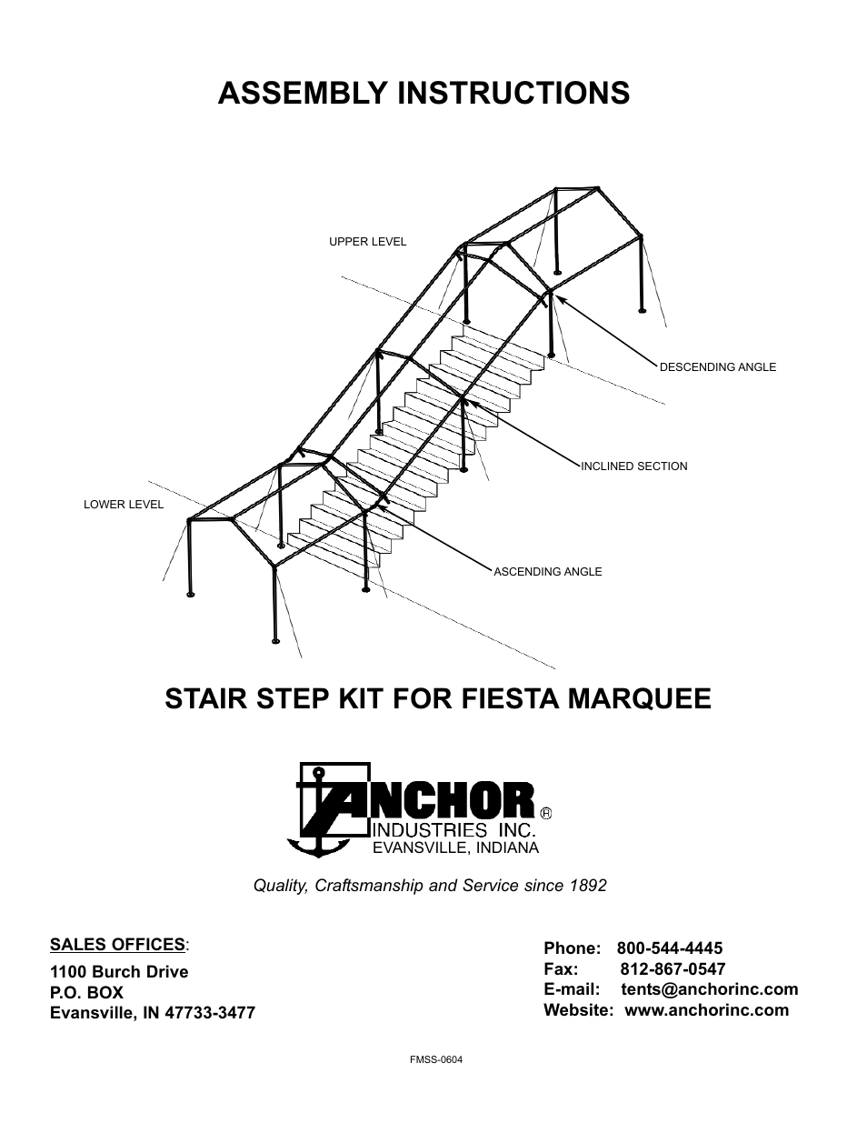 Anchor FIESTA MARQUEE STAIR STEP KIT User Manual | 4 pages