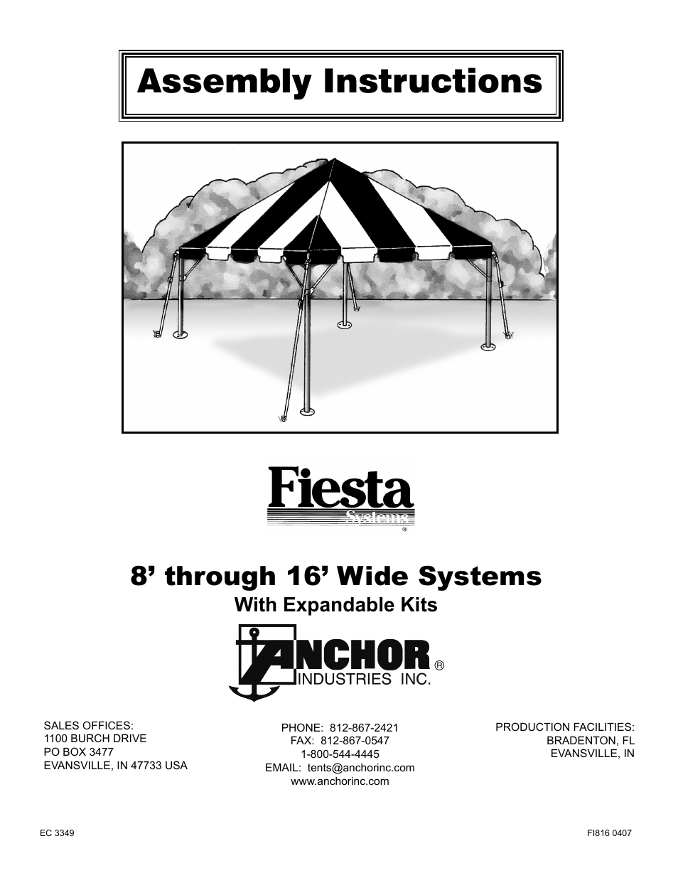 Anchor FIESTA FRAME TENT 8-16 User Manual | 8 pages