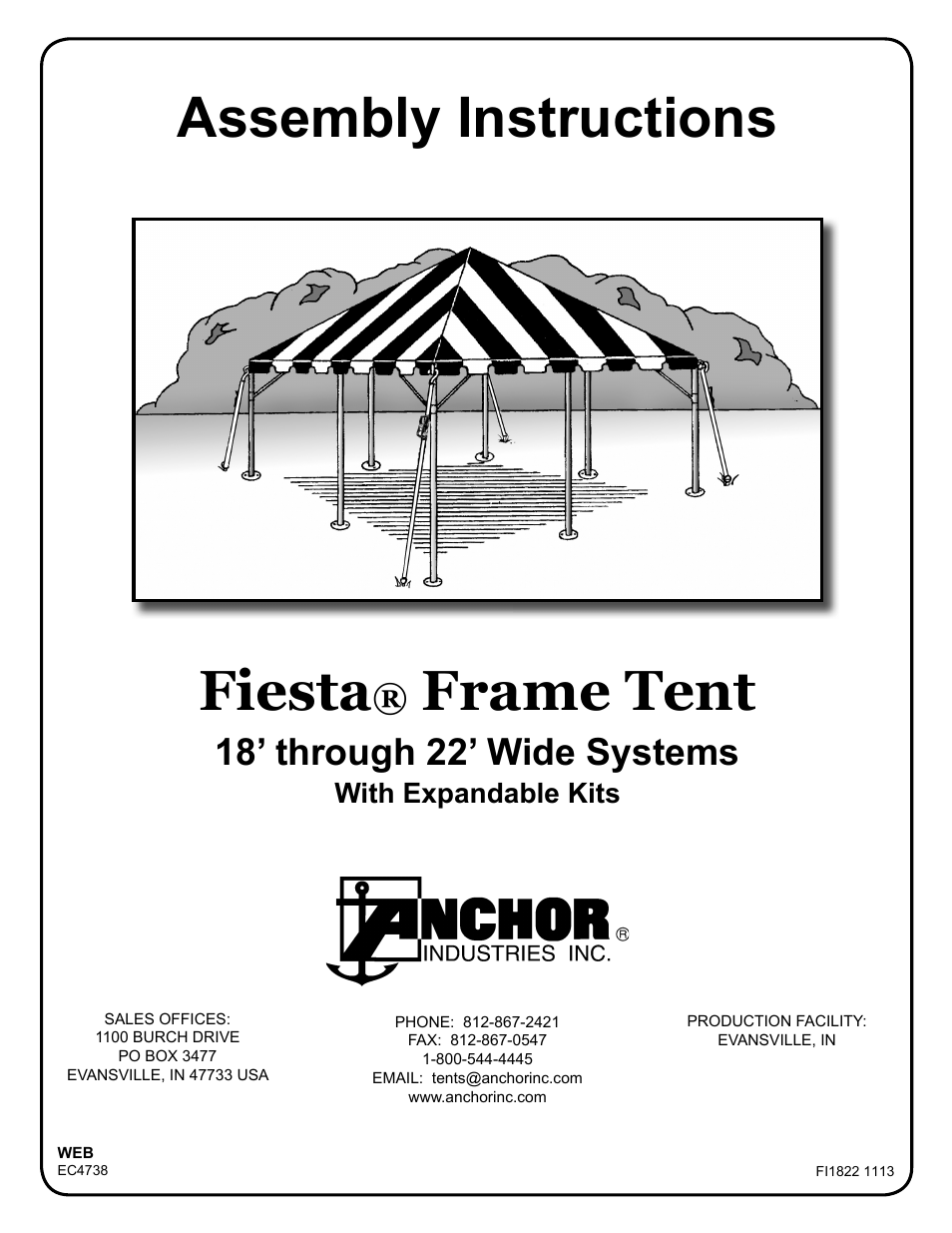 Anchor FIESTA FRAME TENT 18-22 User Manual | 10 pages