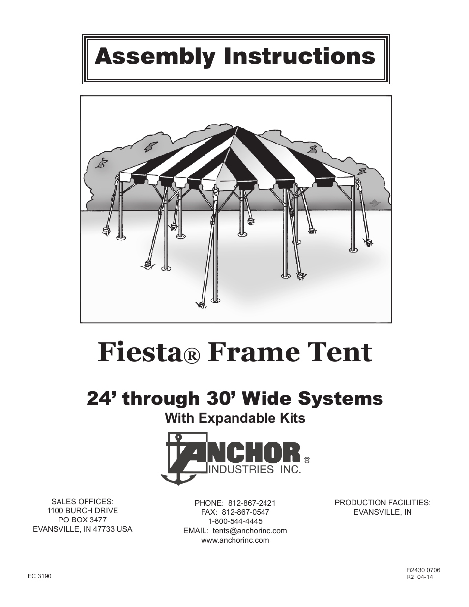 Anchor FIESTA FRAME TENT 24-30 User Manual | 8 pages