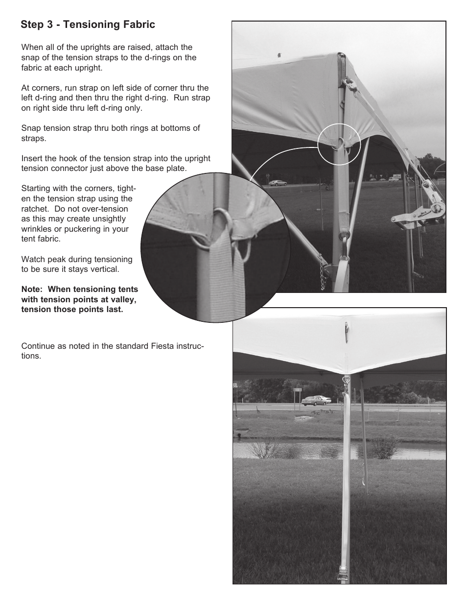 Step 3 - tensioning fabric | Anchor FIESTA FRAME TENT HIGH PEAK User Manual | Page 3 / 4