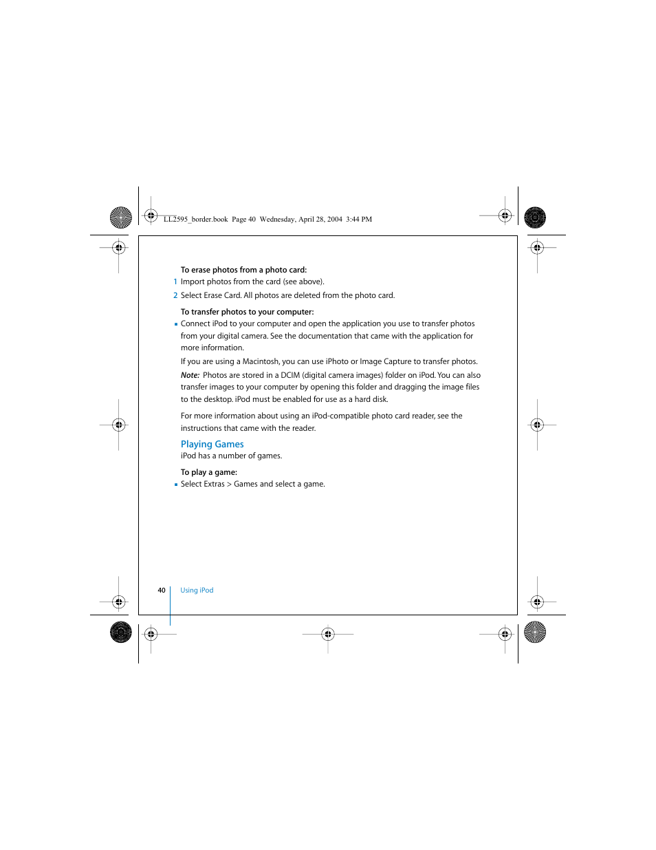 Playing games | Apple iPod User Manual | Page 40 / 64