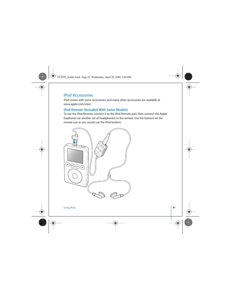 Ipod accessories, Ipod remote (included with some models) | Apple iPod User Manual | Page 41 / 64