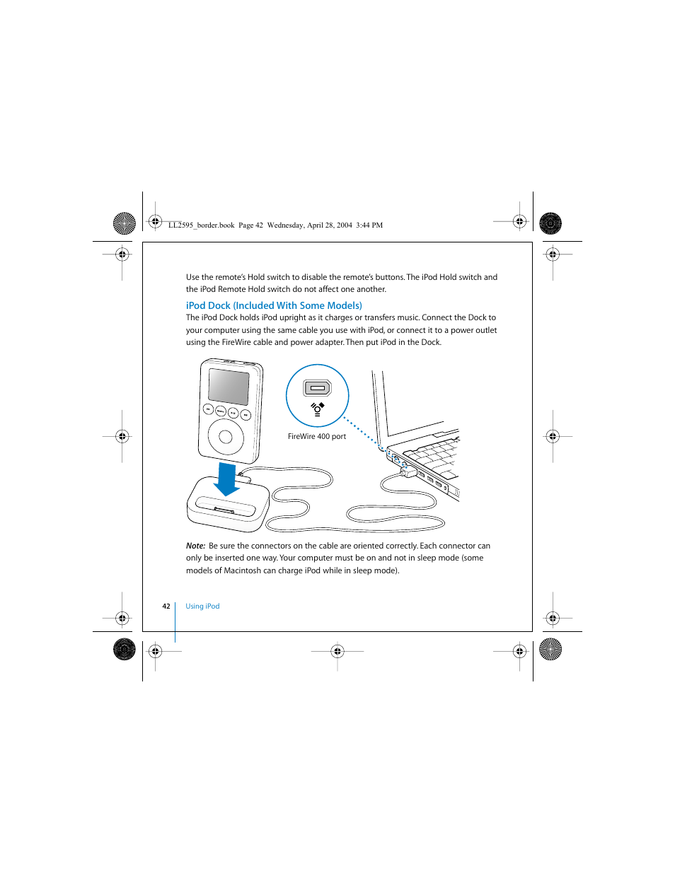 Ipod dock (included with some models) | Apple iPod User Manual | Page 42 / 64