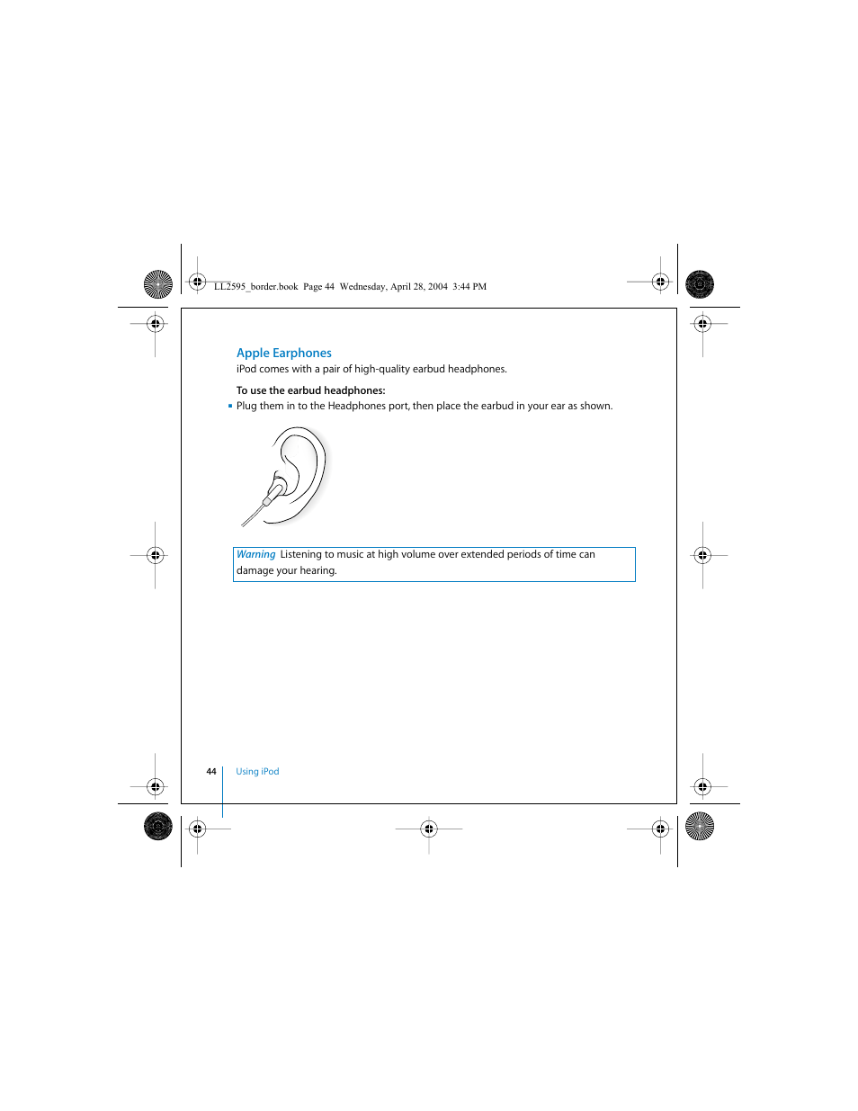 Apple earphones | Apple iPod User Manual | Page 44 / 64