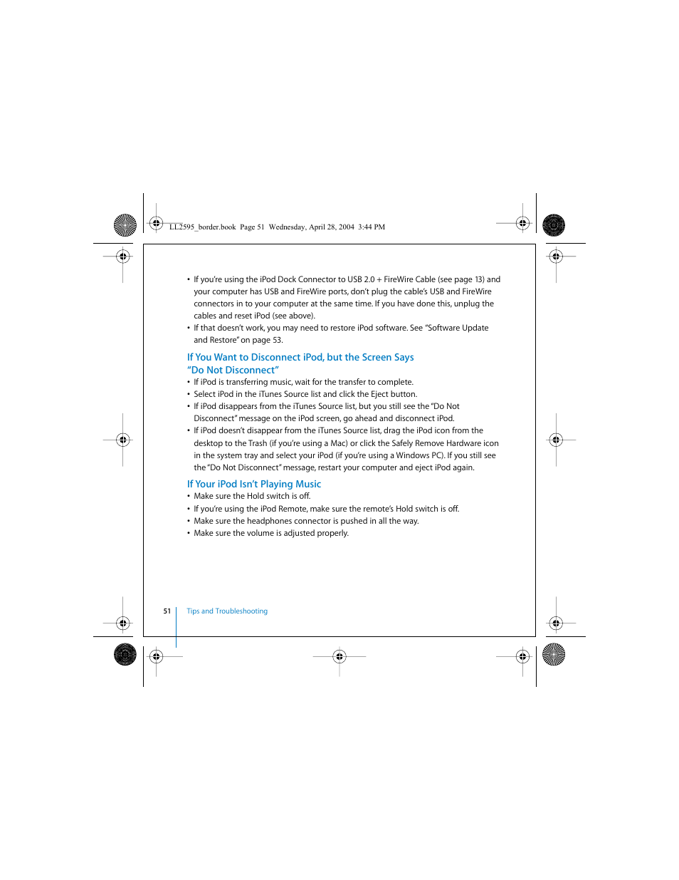 If your ipod isn’t playing music | Apple iPod User Manual | Page 51 / 64