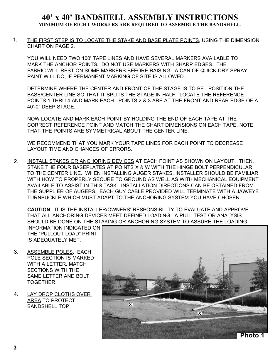 40’ x 40’ bandshell assembly instructions | Anchor BANDSHELLS 40X40 User Manual | Page 4 / 12