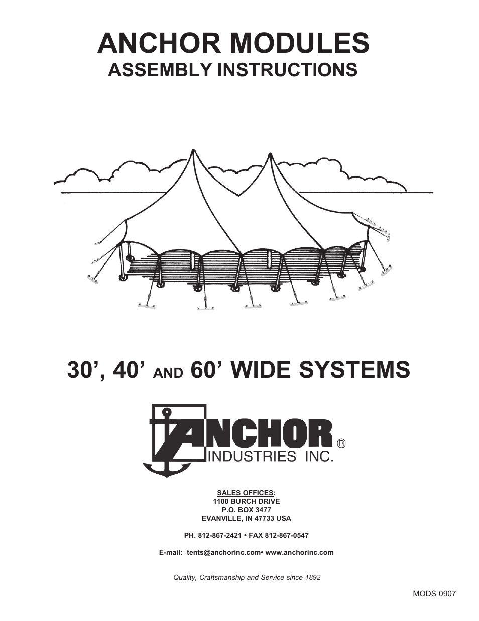 Anchor MODULES 30’, 40’ AND 60’ WIDE SYSTEMS User Manual | 8 pages