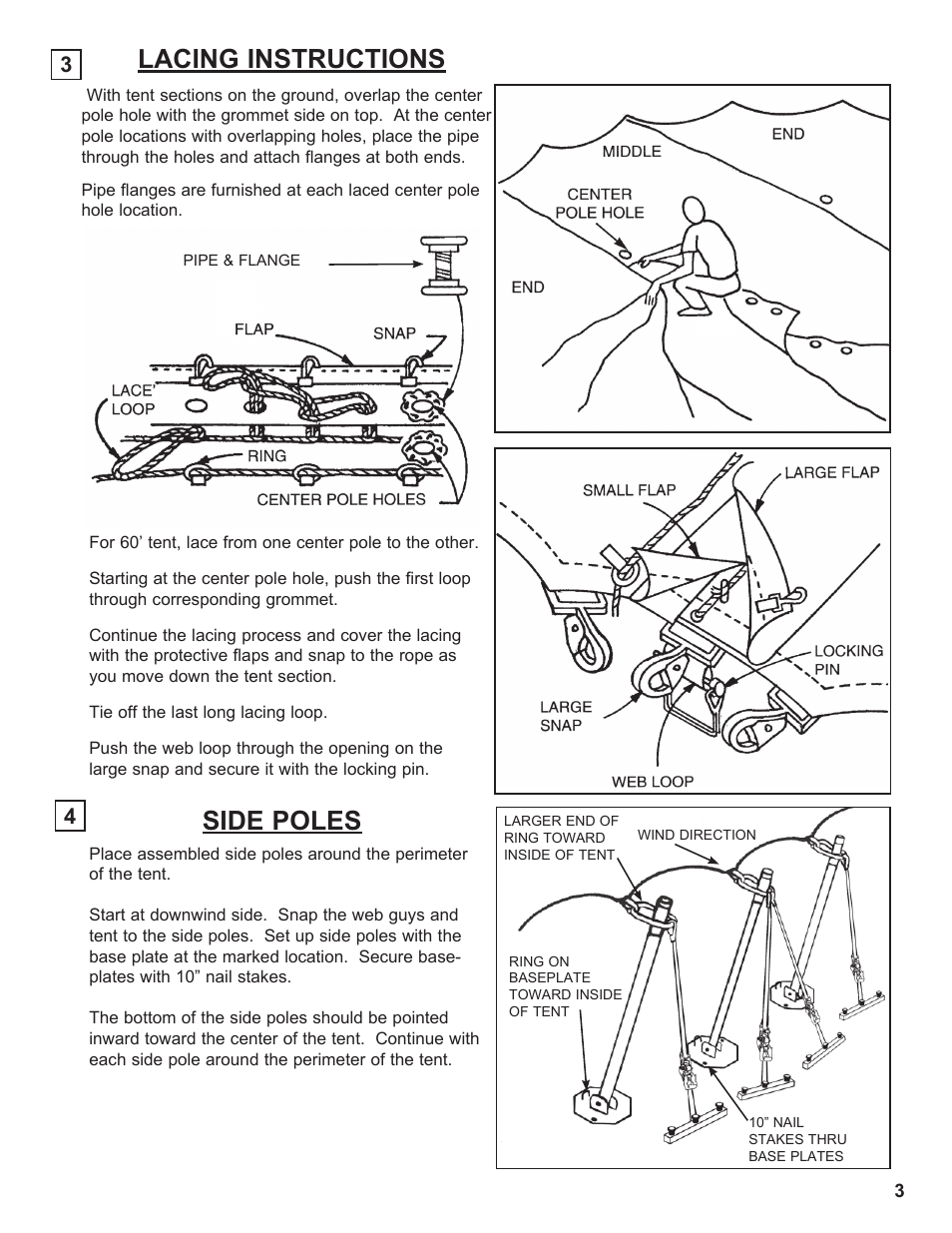 Lacing instructions, Side poles | Anchor MODULES 30’, 40’ AND 60’ WIDE SYSTEMS User Manual | Page 3 / 8