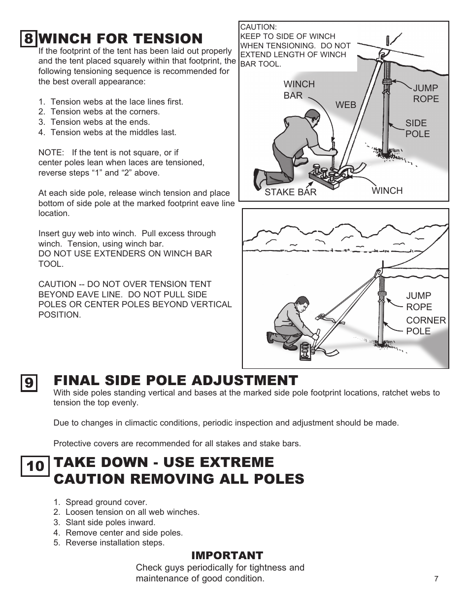 8 winch for tension, Final side pole adjustment | Anchor CENTURY 40 WIDE User Manual | Page 7 / 9