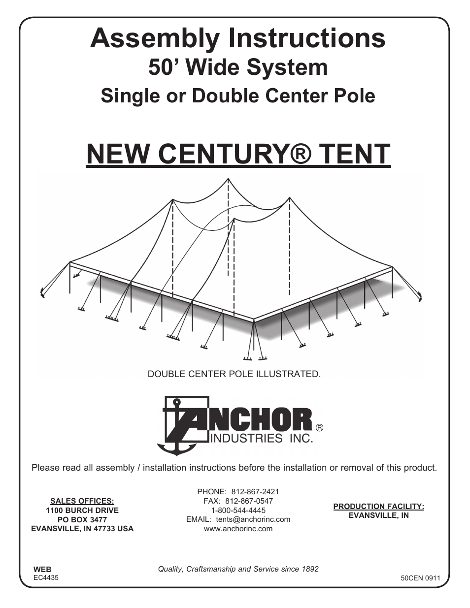 Anchor CENTURY 50 WIDE User Manual | 11 pages