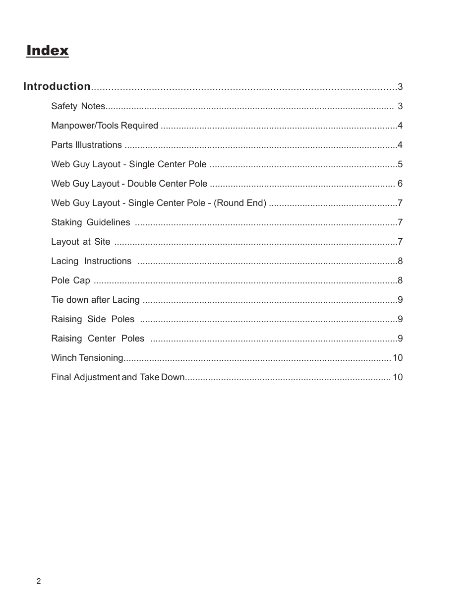 Index | Anchor CENTURY 50 WIDE User Manual | Page 2 / 11