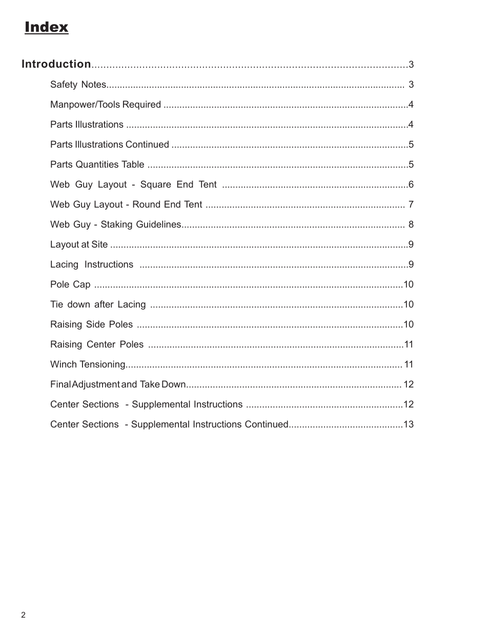 Index | Anchor CENTURY 60 WIDE User Manual | Page 2 / 14