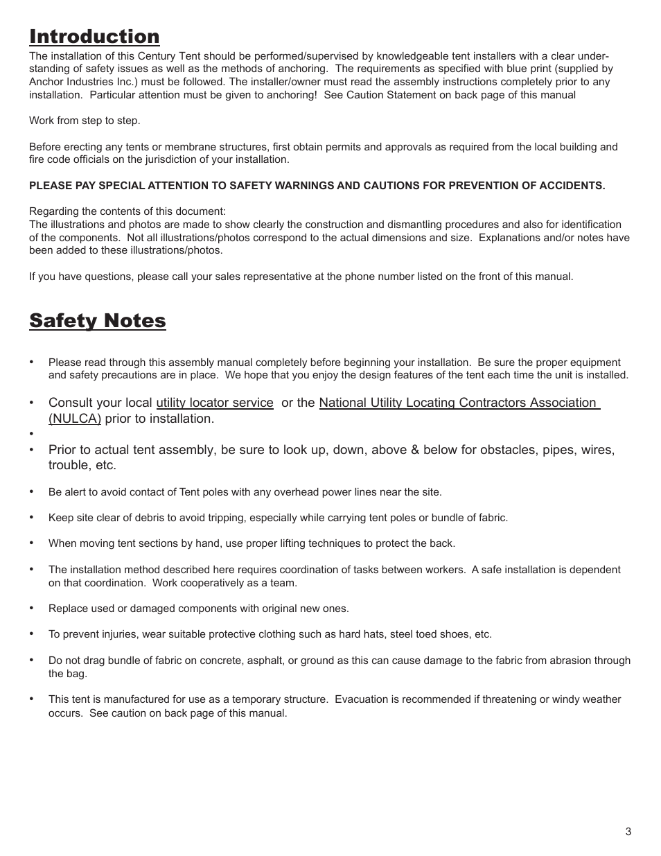 Introduction | Anchor CENTURY 60 WIDE User Manual | Page 3 / 14