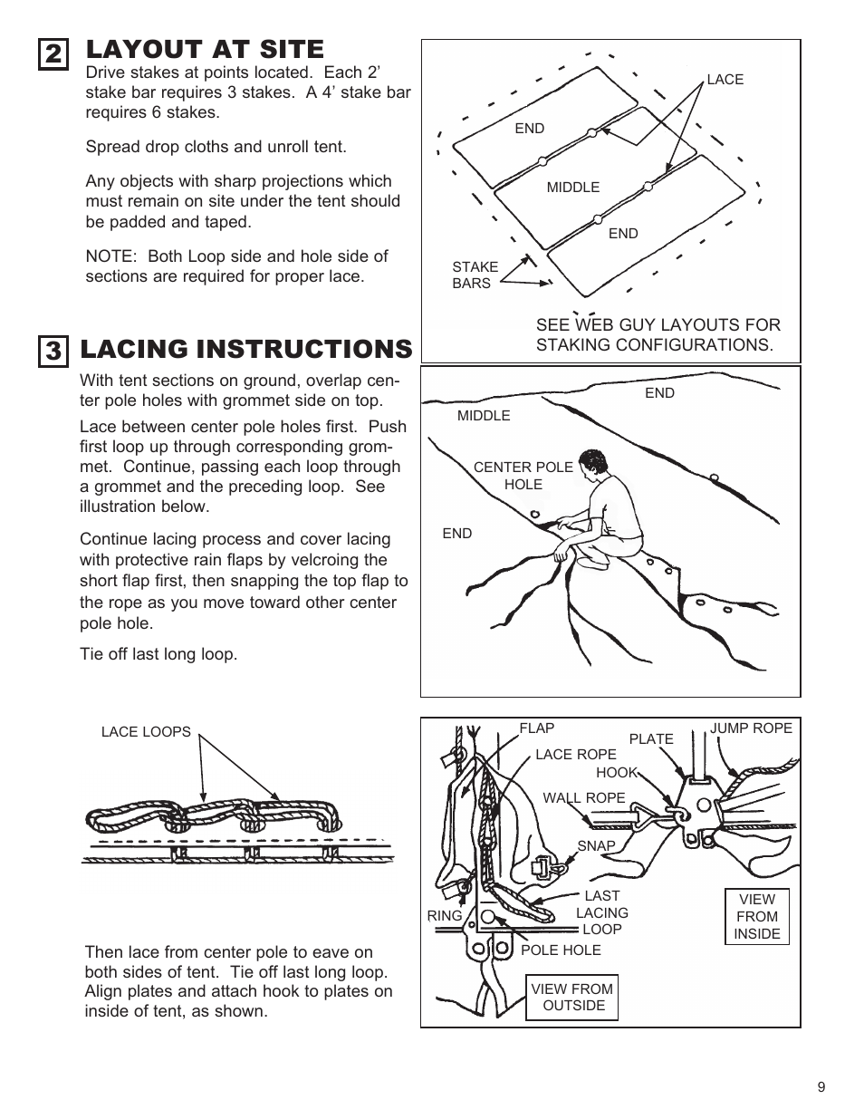 2 layout at site, 3 lacing instructions | Anchor CENTURY 60 WIDE User Manual | Page 9 / 14