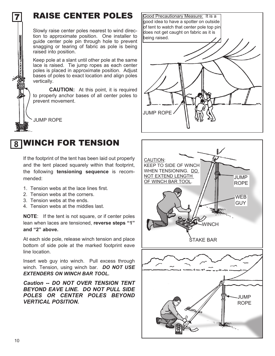 7 raise center poles, 8 winch for tension | Anchor CENTURY 80 WIDE User Manual | Page 10 / 12