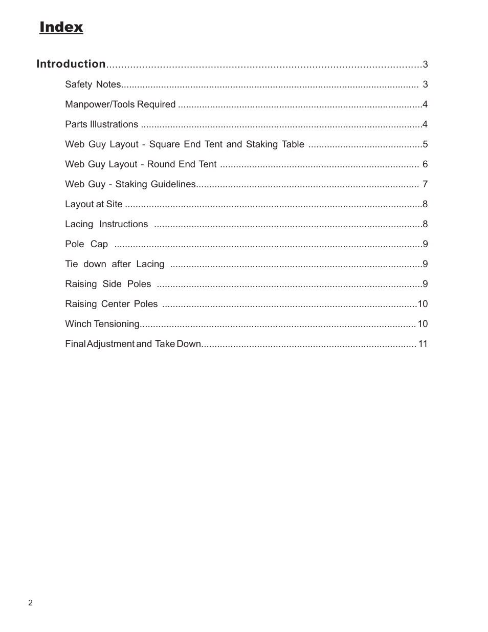 Index | Anchor CENTURY 80 WIDE User Manual | Page 2 / 12