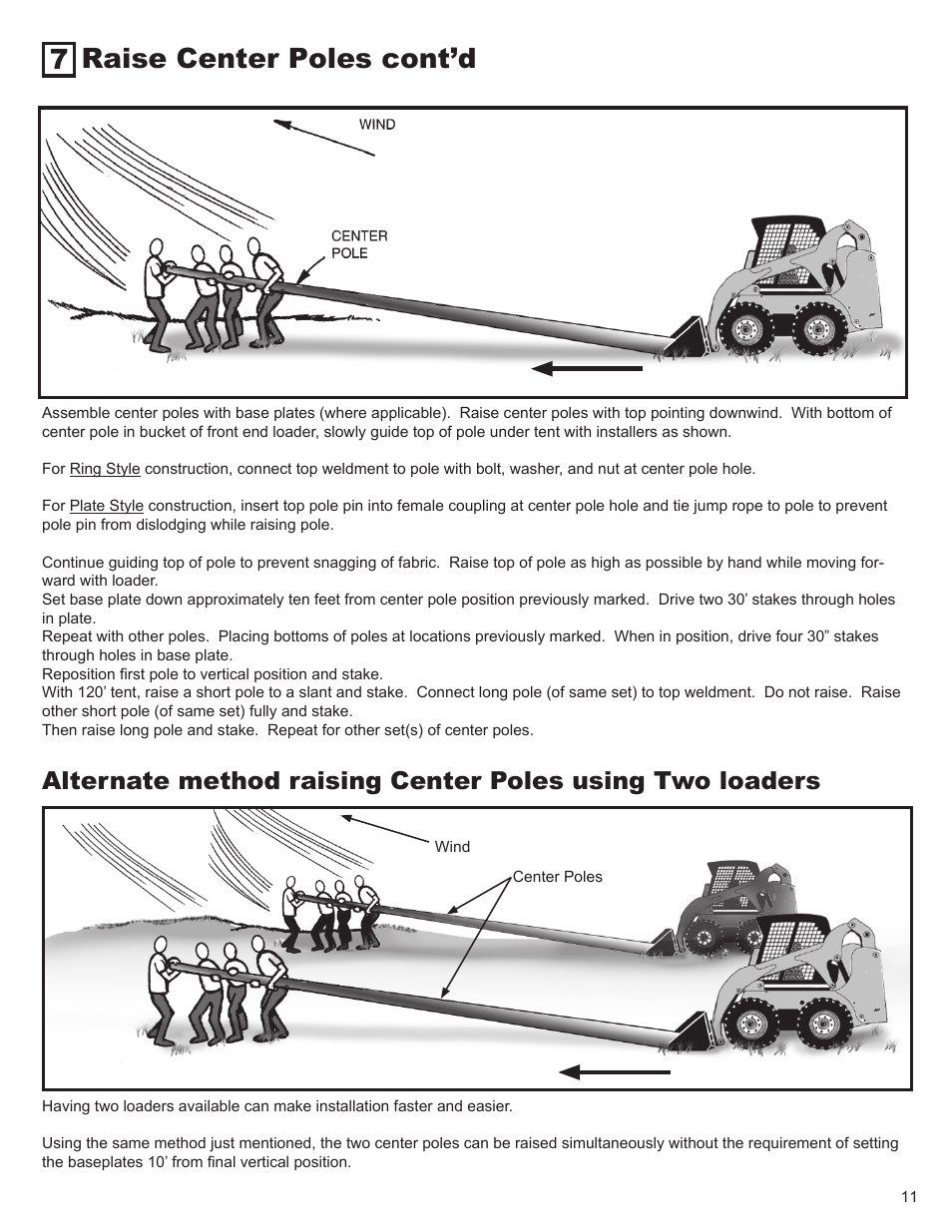Raise center poles cont’d | Anchor CENTURY 100 WIDE, ONE-PIECE User Manual | Page 11 / 14