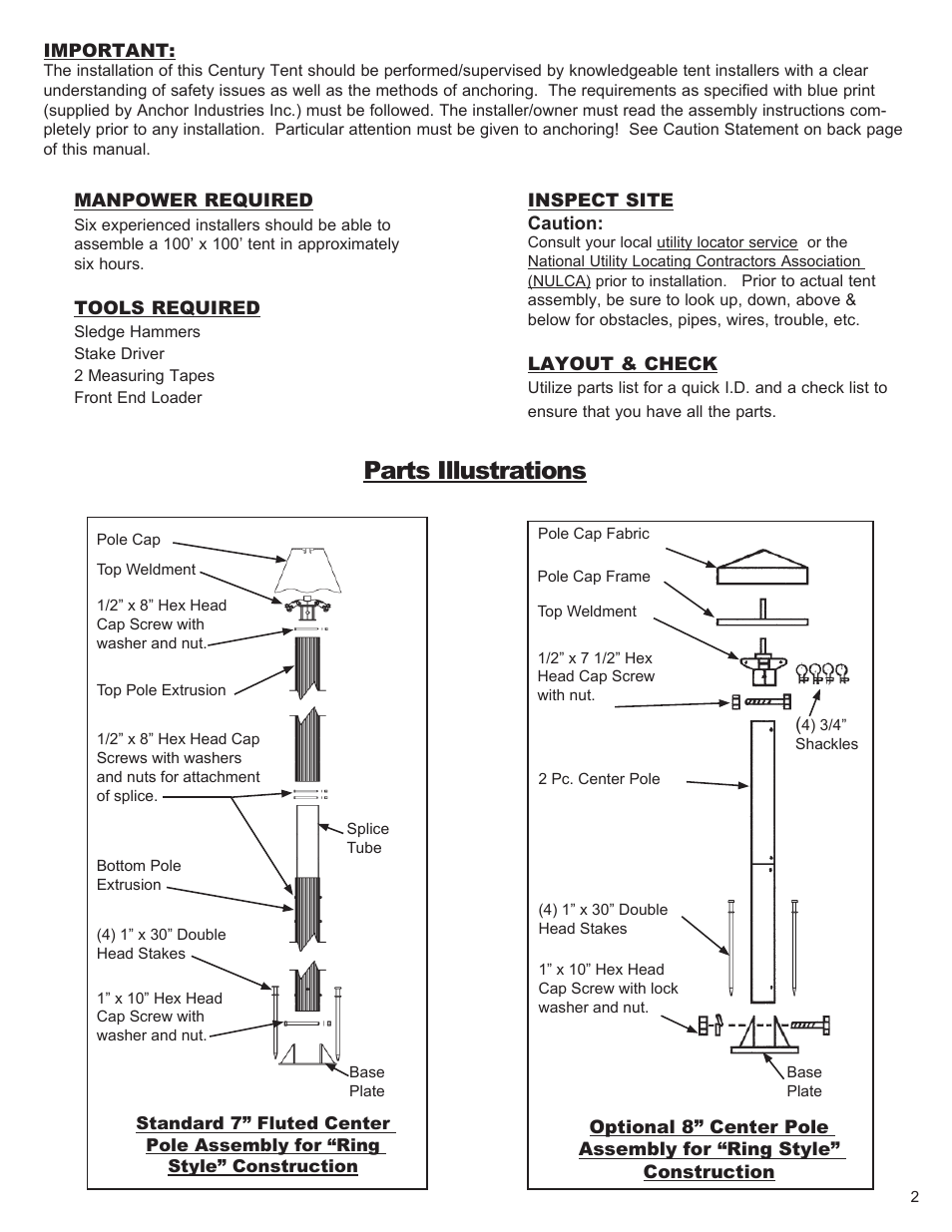 Parts illustrations | Anchor CENTURY 100 WIDE, ONE-PIECE User Manual | Page 2 / 14