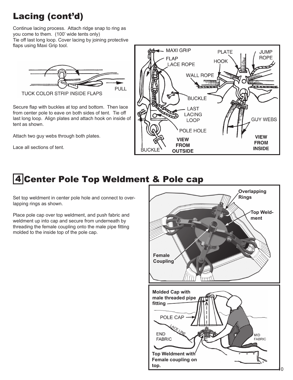 Center pole top weldment & pole cap, Lacing (cont’d) 4 | Anchor CENTURY 100 & 120 WIDE User Manual | Page 10 / 15