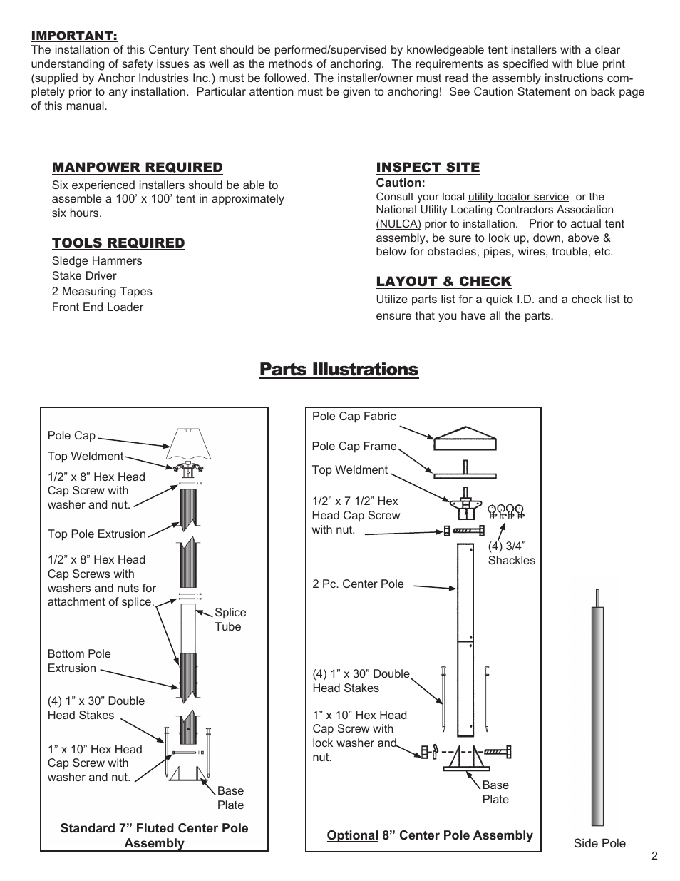 Parts illustrations | Anchor CENTURY 100 & 120 WIDE User Manual | Page 2 / 15