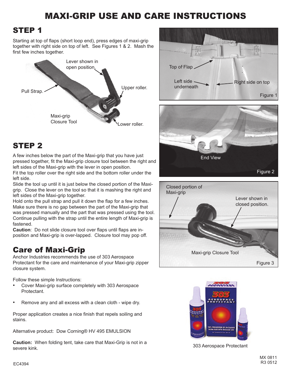 Anchor CENTURY MAXI-GRIP USE AND CARE INSTRUCTIONS User Manual | 3 pages