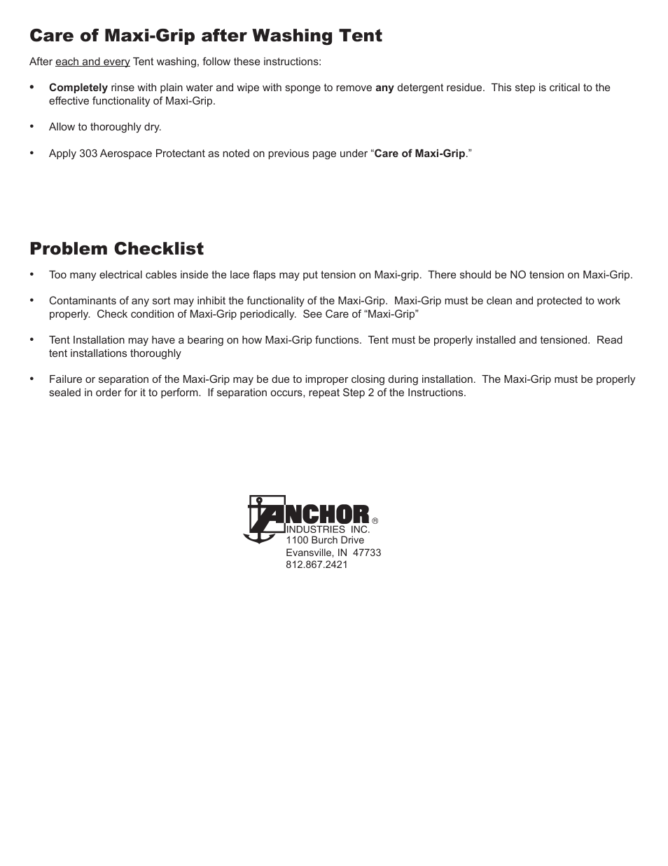 Anchor CENTURY MAXI-GRIP USE AND CARE INSTRUCTIONS User Manual | Page 2 / 3