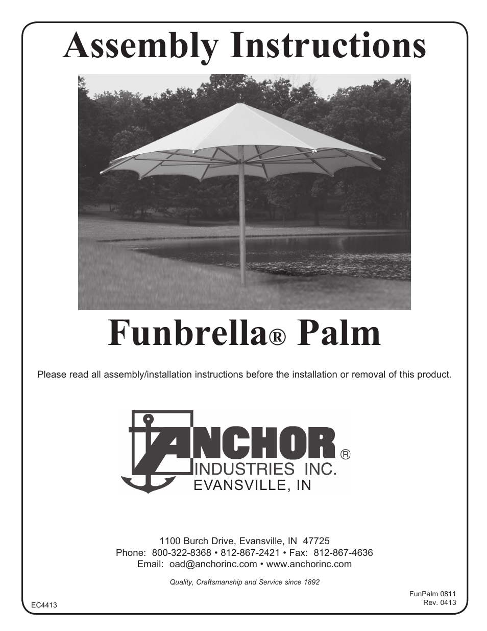 Anchor FUNBRELLA PALM User Manual | 8 pages