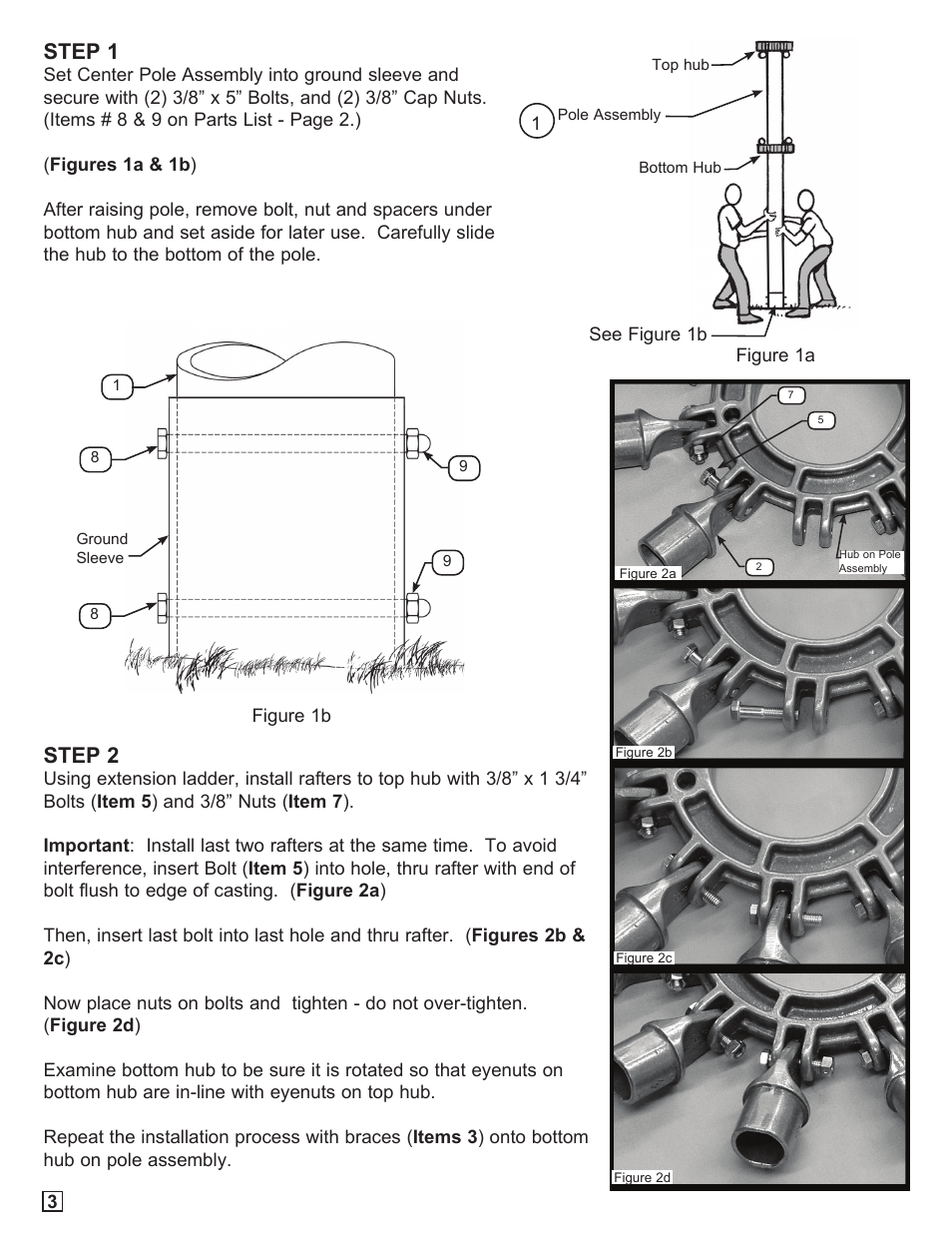 Step 2, Step 1 | Anchor FUNBRELLA PALM User Manual | Page 4 / 8