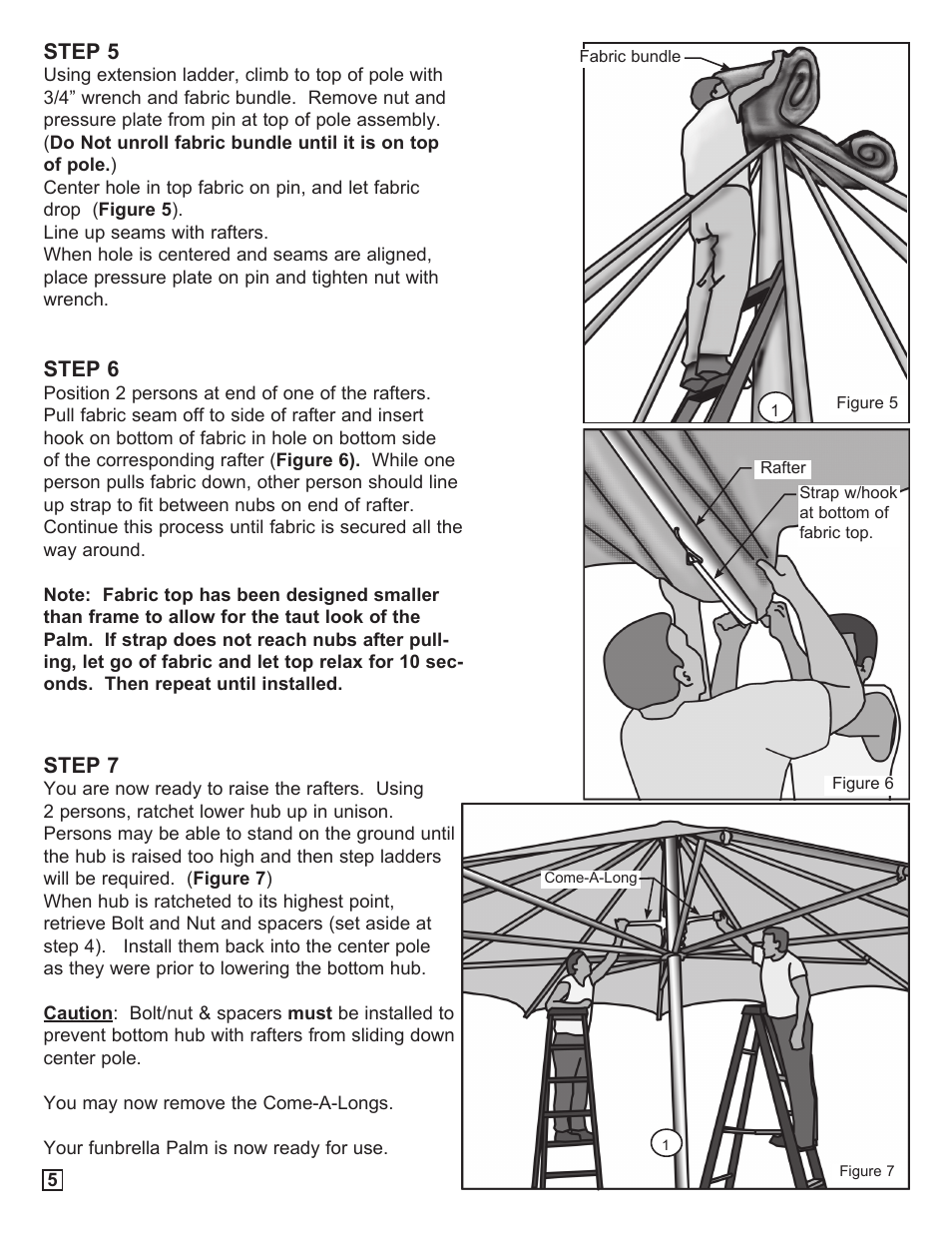 Step 6, Step 7, Step 5 | Anchor FUNBRELLA PALM User Manual | Page 6 / 8