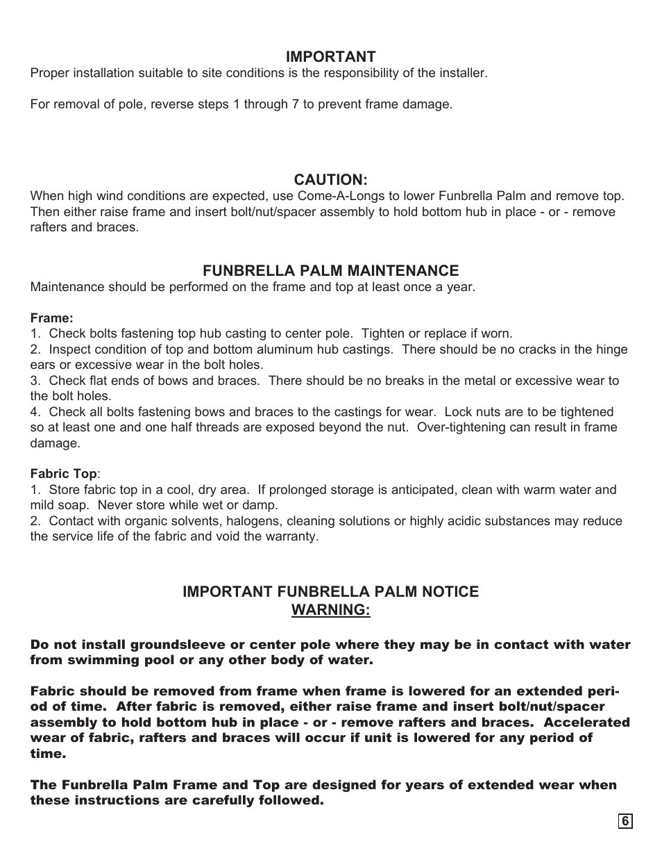 Anchor FUNBRELLA PALM User Manual | Page 7 / 8