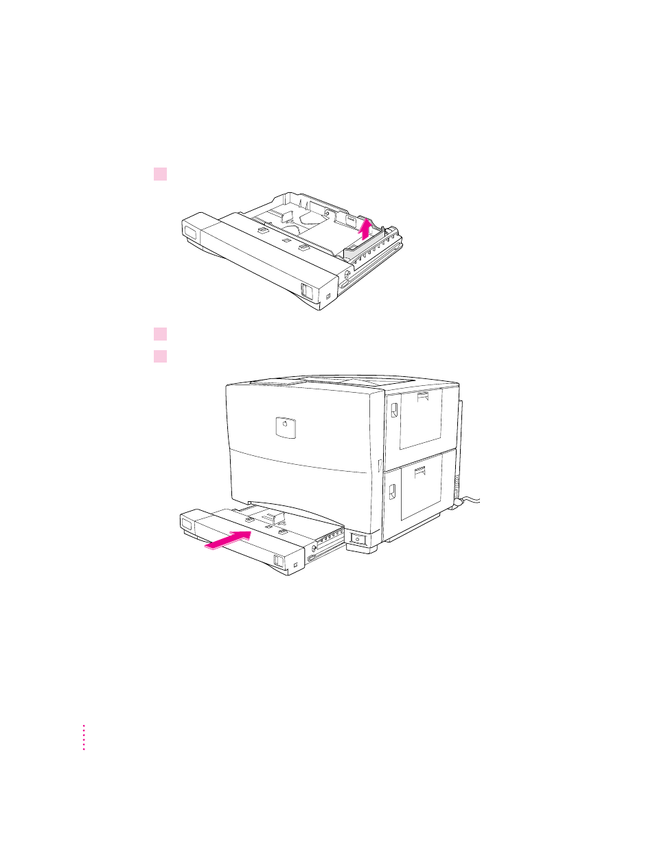 Installing the 250-sheet universal cassette | Apple ColorLaserWriter 12/600PS User Manual | Page 161 / 377