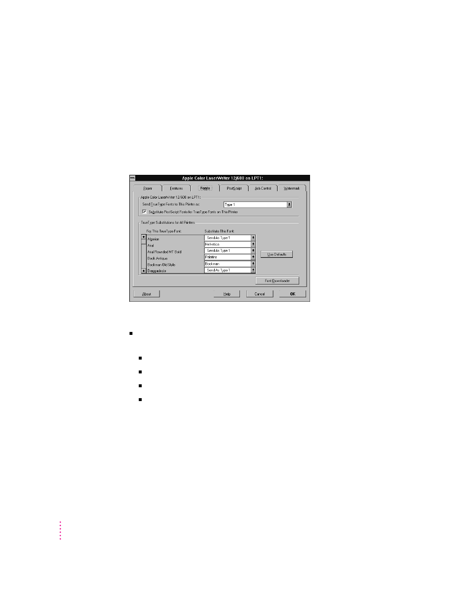 Fonts | Apple ColorLaserWriter 12/600PS User Manual | Page 209 / 377