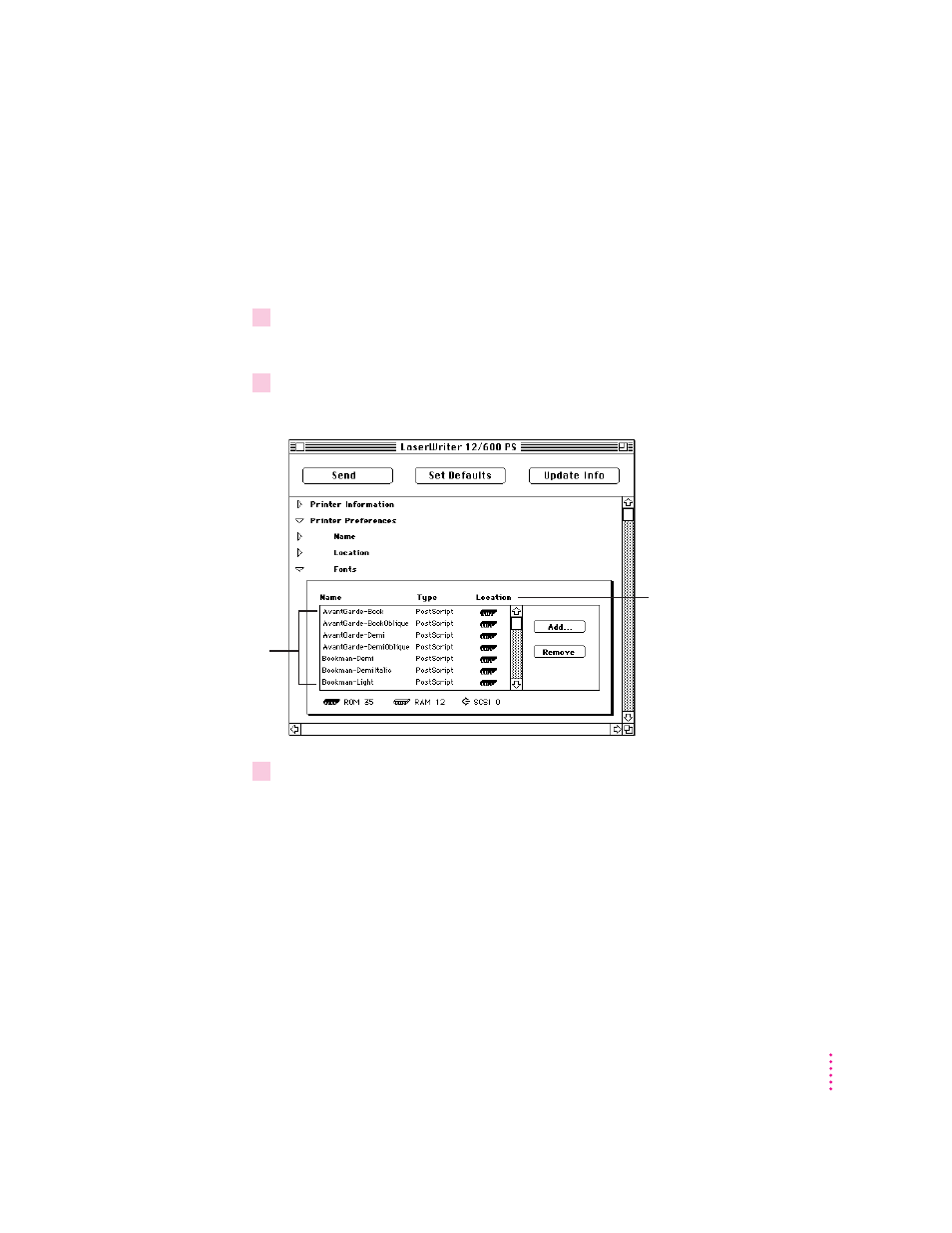 Sending fonts to the printer | Apple ColorLaserWriter 12/600PS User Manual | Page 80 / 377