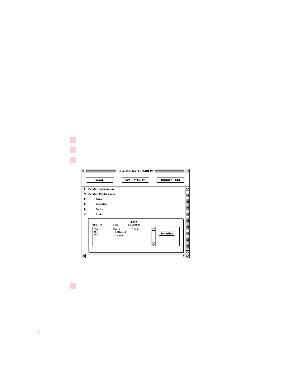 Initializing a hard disk connected to the printer | Apple ColorLaserWriter 12/600PS User Manual | Page 83 / 377