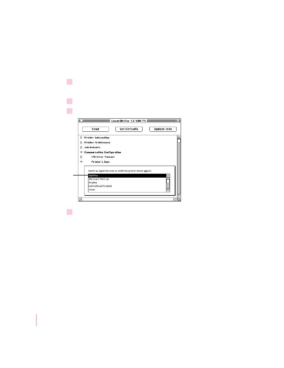 Setting the printer’s network zones | Apple ColorLaserWriter 12/600PS User Manual | Page 89 / 377