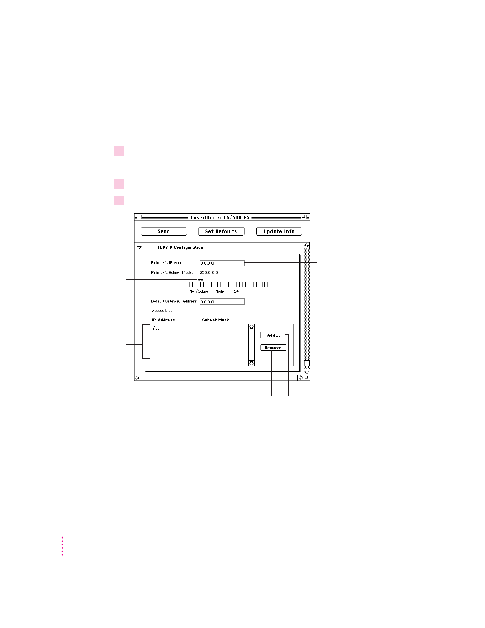 Changing tcp/ip configurations | Apple ColorLaserWriter 12/600PS User Manual | Page 93 / 377