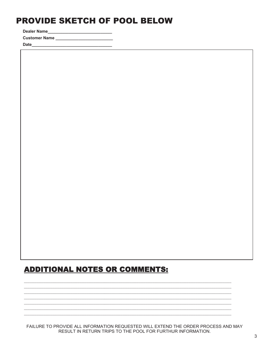 Provide sketch of pool below | Anchor Pool Cover Measuring Instructions User Manual | Page 3 / 14