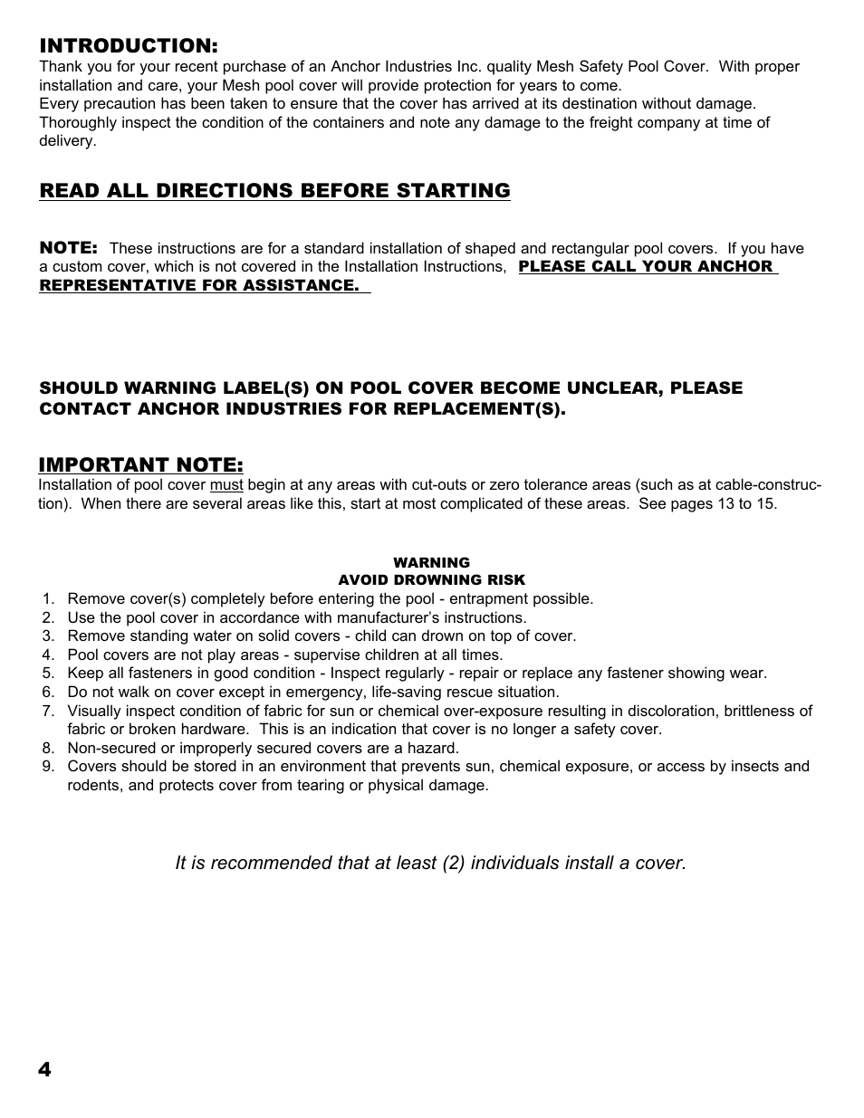 Anchor MESH POOL COVER User Manual | Page 4 / 16