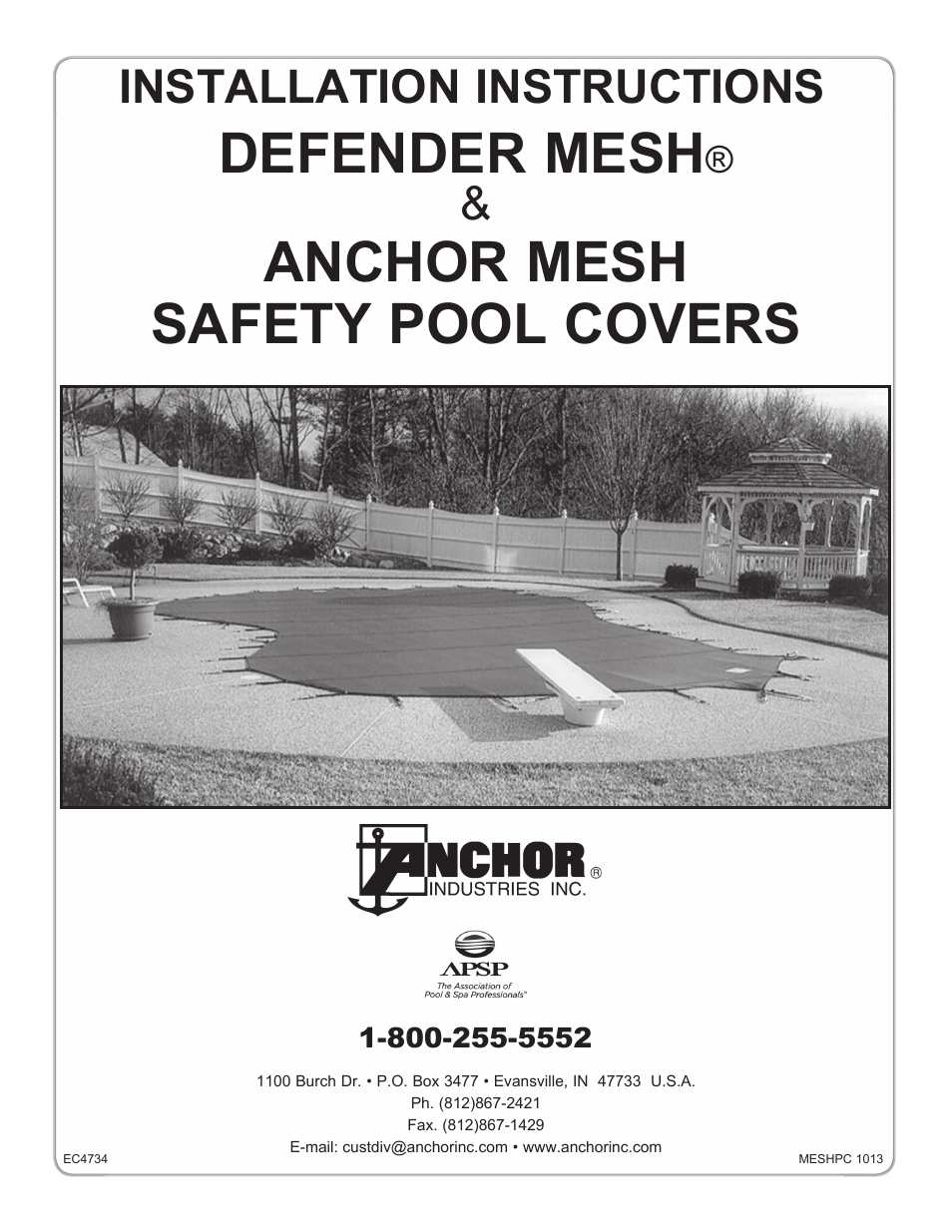 Anchor DEFENDER MESH POOL COVER User Manual | 16 pages
