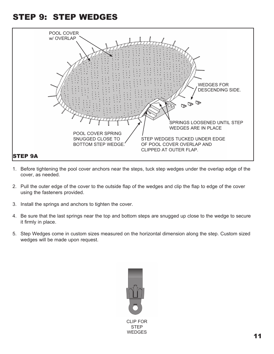 Step 9: step wedges | Anchor DEFENDER MESH POOL COVER User Manual | Page 11 / 16