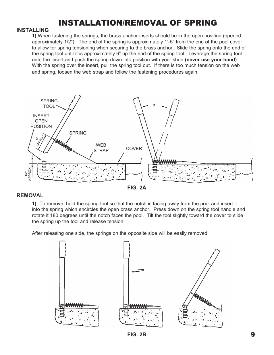 Installation/removal of spring | Anchor DEFENDER MESH POOL COVER User Manual | Page 9 / 16