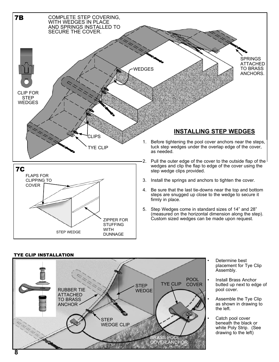 7b 7c, Installing step wedges | Anchor 5-STAR SOLID SAFETY POOL COVER User Manual | Page 8 / 12