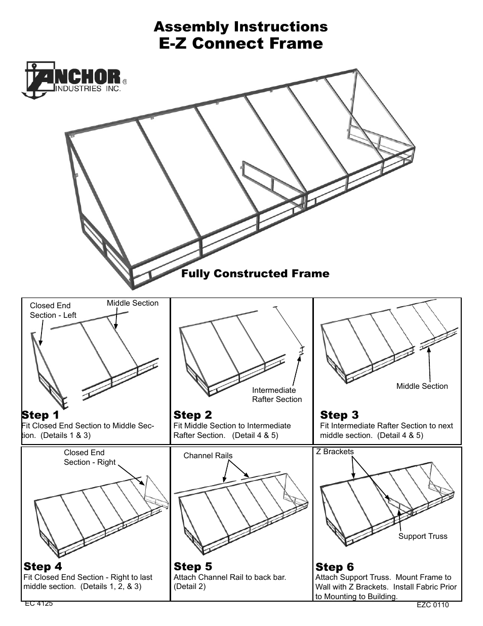 Anchor E-Z CONNECT FRAME SYSTEM User Manual | 4 pages