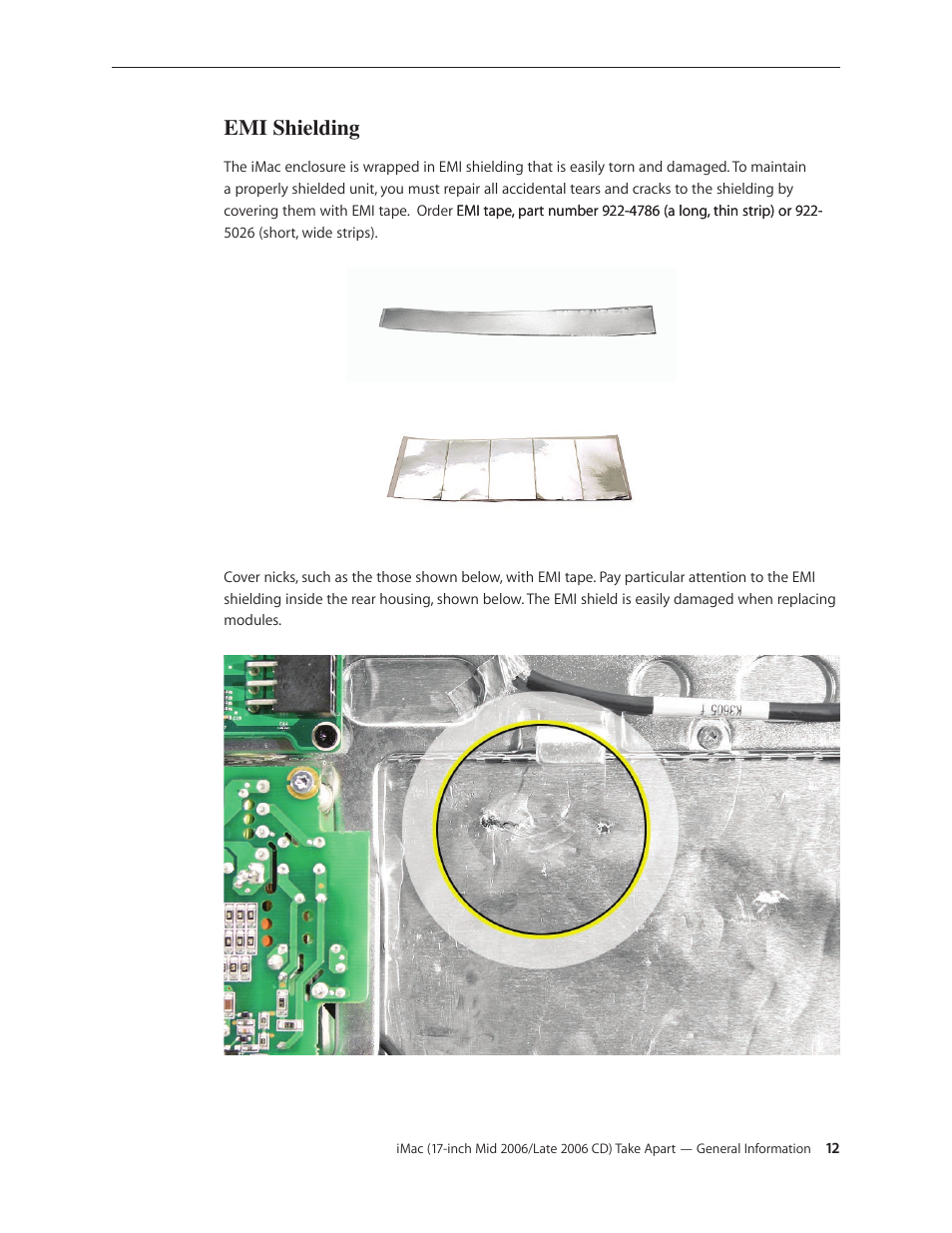 Emi shielding, Emi shielding 12 | Apple iMac (17-inch Mid 2006) User Manual | Page 12 / 160