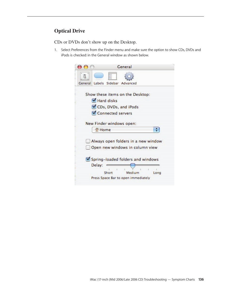 Optical drive, Optical drive 136 | Apple iMac (17-inch Mid 2006) User Manual | Page 136 / 160